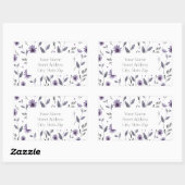 Aquarelle violet Daisy Floral Motif Étiquettes (Feuille)