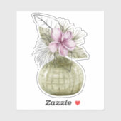 Aquarelle violet en pot maison autocollant plante (Feuille)