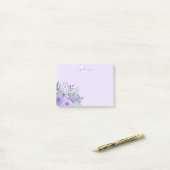 Aquarelle violet Fleur Monogramme Post-it Notes (Sur un bureau)