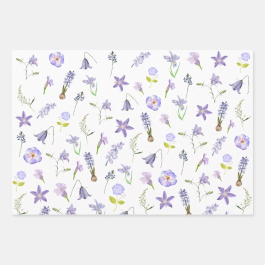 Aquarelle violet Fleur rose Feuille Boho (Devant)