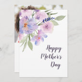 aquarelle violet fleurie joyeuse carte mère (Devant / Derrière)