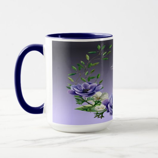 Aquarelle violet Fleurs Mug (Gauche)