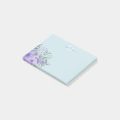 Aquarelle Violet Floral Monogramme Post-It Notes (Incliné)