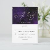 Aquarelle violet foncé Mariage magique or RSVP (Debout devant)