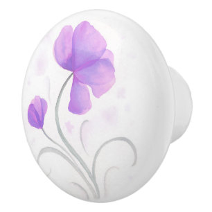 Aquarelle violet gris fleur sauvage poignée de por