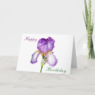 Aquarelle violet Iris Anniversaire Carte pliée