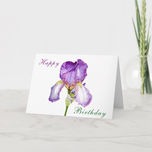 Aquarelle violet Iris Anniversaire Carte pliée (Devant)