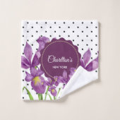 Aquarelle violet iris noir blanc Pois (Gant de toilette)