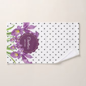 Aquarelle violet iris noir blanc Pois (Serviette à main)