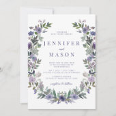 Aquarelle violet jardin de fleurs faire-part de ma (Devant)