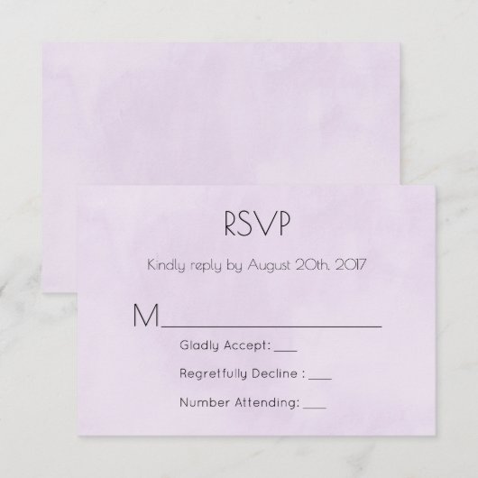 Aquarelle violet lavande RSVP (Devant / Derrière)