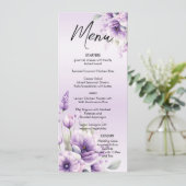 Aquarelle violet Mariage Floral Menu (Debout devant)