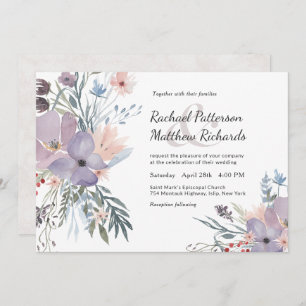 Aquarelle violet Meadow Faire-part de mariage