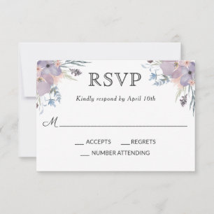 Aquarelle violet Meadow Mariage floral RSVP