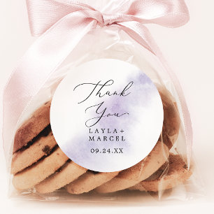 Aquarelle violet Merci mariage Favor Sticker