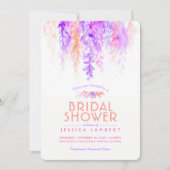 Aquarelle violet orange invitations de douche nupt (Devant)