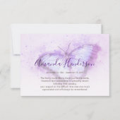 Aquarelle violet papillon Merci commémoratif (Devant)