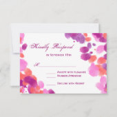 Aquarelle violet rose corail mariage Cartes RSVP (Devant)