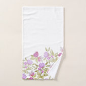 Aquarelle violet rose Fleurs peintes à la main (Serviette à main)