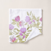 Aquarelle violet rose Fleurs peintes à la main (Gant de toilette)