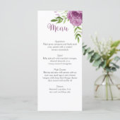 Aquarelle violet Rose verdure Carte menu (Debout devant)