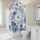 Aquarelle violet Roses rideau de douche (En situation)