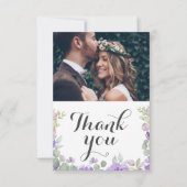 Aquarelle violet rustique Mariage Floral Merci (Devant)