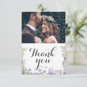 Aquarelle violet rustique Mariage Floral Merci (Debout devant)