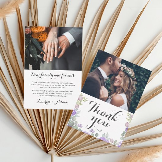 Aquarelle violet rustique Mariage Floral Merci