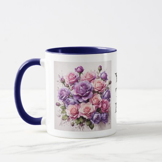 Aquarelle Violet violet élégant Rose Flower Mug (Gauche)