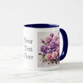 Aquarelle Violet violet élégant Rose Flower Mug (Devant droit)