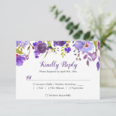 Aquarelle Violet Violet Floral Mariage RSVP Répons (Debout devant)
