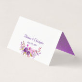 Aquarelle violet violet Mariage Floral Carte Place (Back)