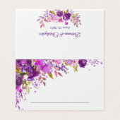 Aquarelle violet violet Mariage Floral Carte Place (Outside Unfolded)
