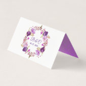 Aquarelle violet violet Mariage Floral Carte Place (Back)
