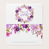 Aquarelle violet violet Mariage Floral Carte Place (Outside Unfolded)
