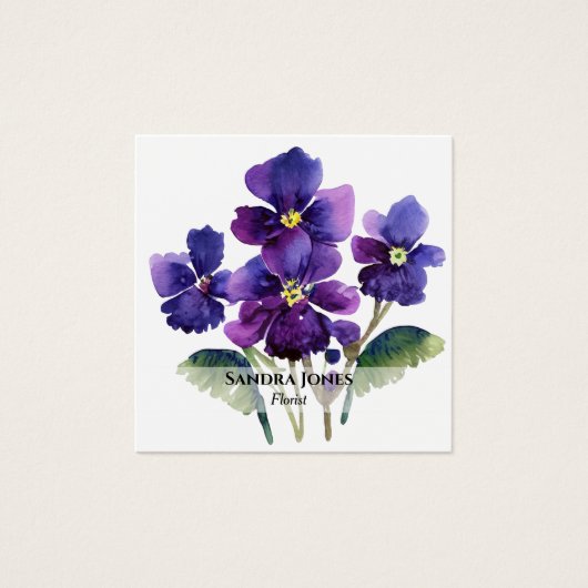 Aquarelle Violets Carte de visite (Devant)