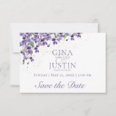 Aquarelle Violets Mariage Enregistrer la carte Dat (Devant)