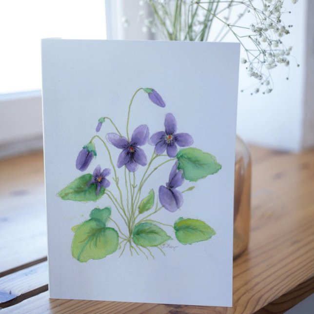 Aquarelle Violets sauvages Carte d'anniversaire (Créateur téléchargé)