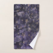 Aquarelle violette blanc or Bronze étoiles de lune (Serviette à main)