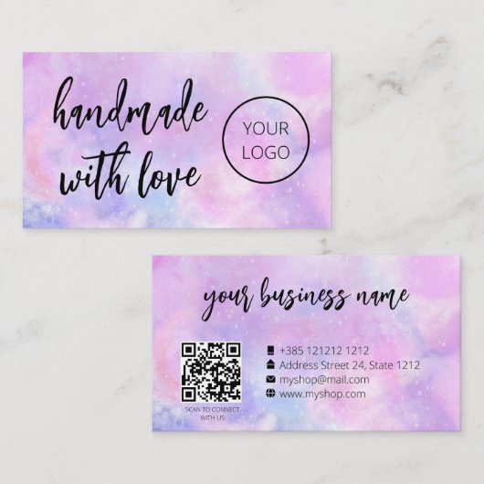 Aquarelle violette Carte de visite mou (Devant / Derrière)