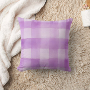 Aquarelle violette En vichy Oreiller à lancer