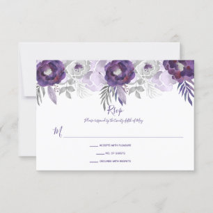 Aquarelle violette et argentée RSVP florale