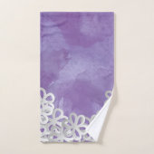 Aquarelle violette et fleurs blanches (Serviette à main)