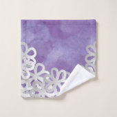 Aquarelle violette et fleurs blanches (Gant de toilette)