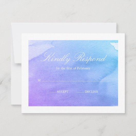Aquarelle violette et Turquoise RSVP (Devant)