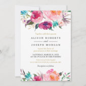 Aquarelle violette Faire-part de mariage botanique (Devant)