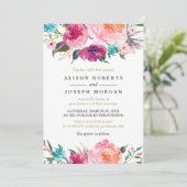 Aquarelle violette Faire-part de mariage botanique (Debout devant)