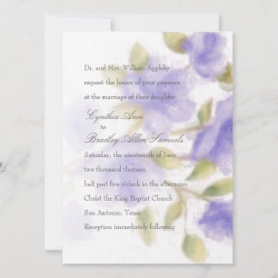 Aquarelle violette Faire-part de mariage florale