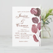 Aquarelle violette Faire-part de mariage florale (Debout devant)